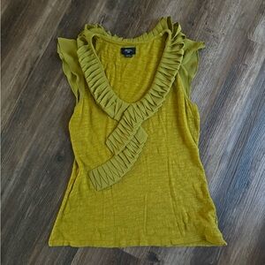 Anthropologie Deletta Chartruse Ruffle Blouse